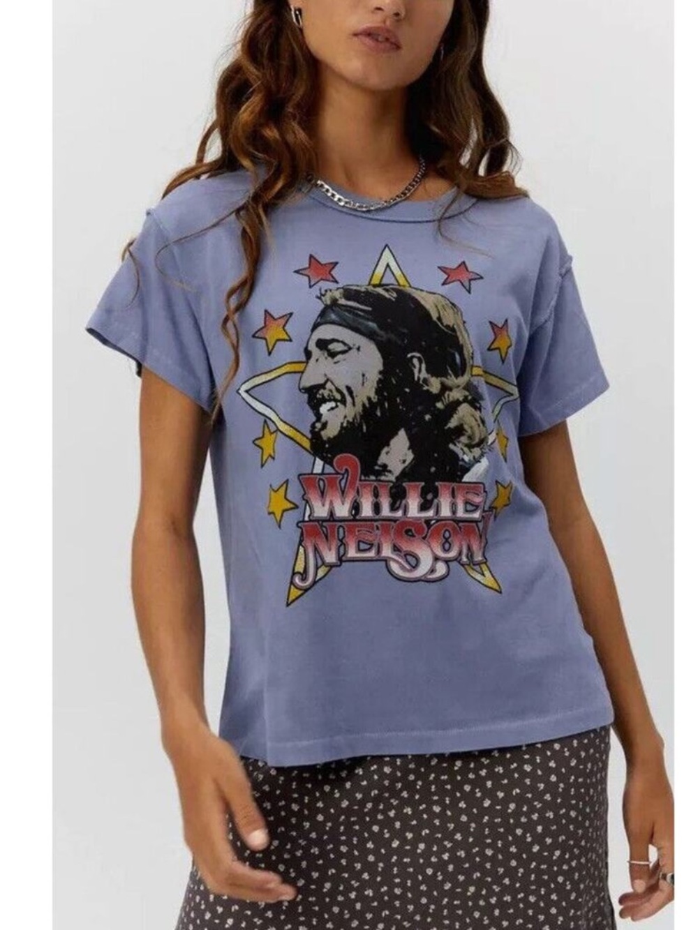 Daydreamer Willie Nelson In Stars Reverse Arctic Haze Graphic Tee Shirt Small